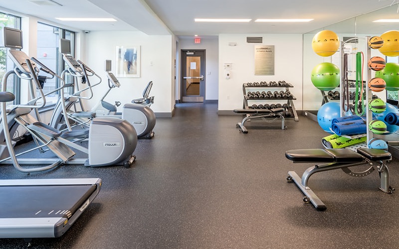 bright and spacious fitness center