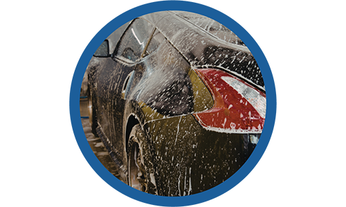 a car covered in soap